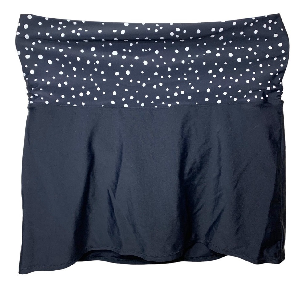 Swan Hi Waist Beach Swim Skirt Built in underwear Sz 12 Black White Polka Dots